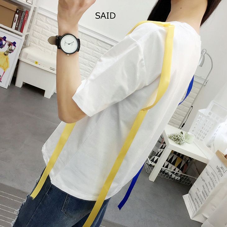 レディース　トップス　Tシャツ　半袖　プリント　肖像画　リボン　綿　カジュアル　大人可愛い　フェミニン　デート　お出かけ　普段着　ホワイト　白　ブラック　黒　送料無料