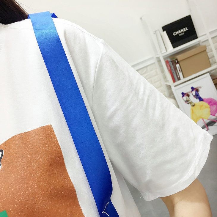 レディース　トップス　Tシャツ　半袖　プリント　肖像画　リボン　綿　カジュアル　大人可愛い　フェミニン　デート　お出かけ　普段着　ホワイト　白　ブラック　黒　送料無料