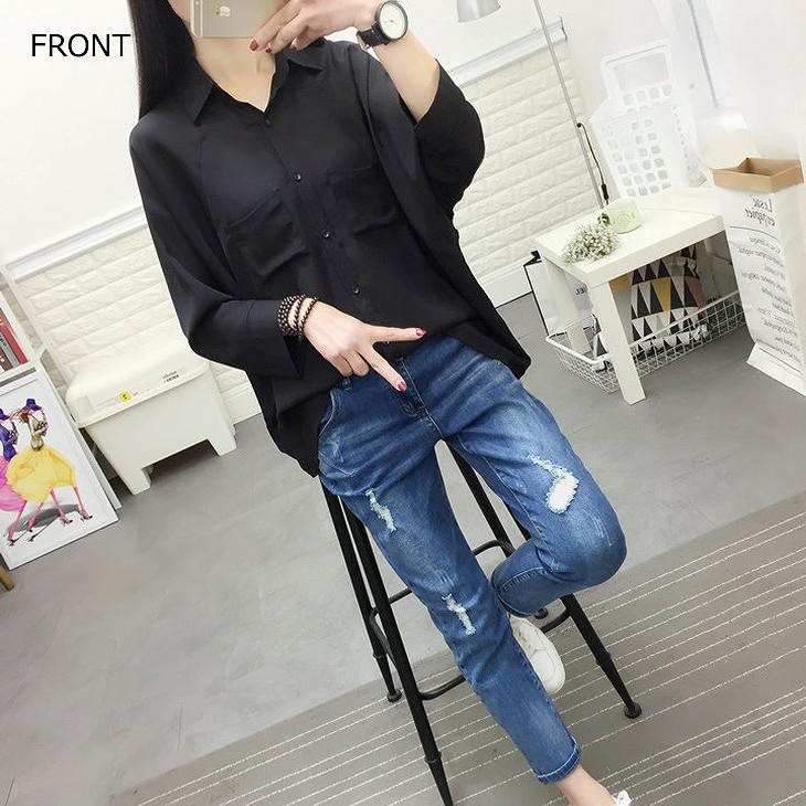 レディース　トップス　シフォン　ブラウス　シャツ　襟付き　長袖　無地　シンプル　大きいサイズ　カジュアル　大人可愛い　オフィス　OL　デート　お出かけ　デイリー　グレー　ホワイト　ブラック　送料無料