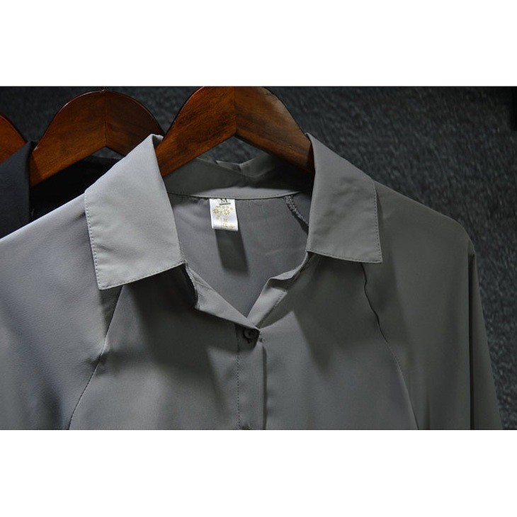 レディース　トップス　シフォン　ブラウス　シャツ　襟付き　長袖　無地　シンプル　大きいサイズ　カジュアル　大人可愛い　オフィス　OL　デート　お出かけ　デイリー　グレー　ホワイト　ブラック　送料無料