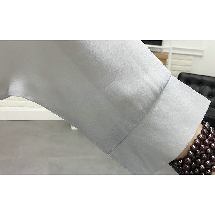 レディース　トップス　シフォン　ブラウス　シャツ　襟付き　長袖　無地　シンプル　大きいサイズ　カジュアル　大人可愛い　オフィス　OL　デート　お出かけ　デイリー　グレー　ホワイト　ブラック　送料無料