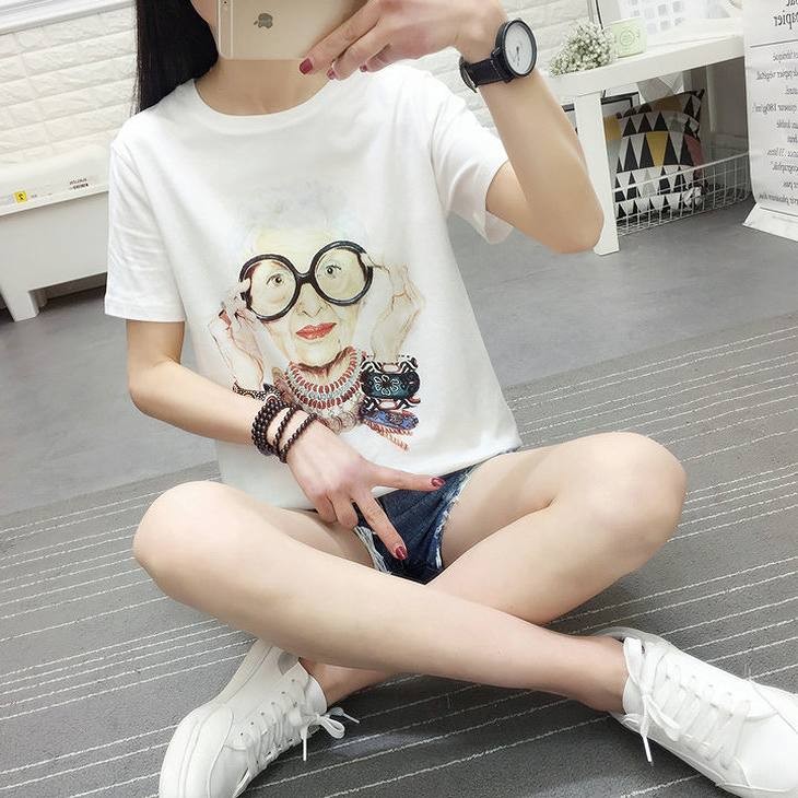 レディース　トップス　Tシャツ　カットソー　ラウンドネック　半袖　プリント　シンプル　大きいサイズ　カジュアル　大人可愛い　デート　お出かけ　デイリー　ホワイト　送料無料
