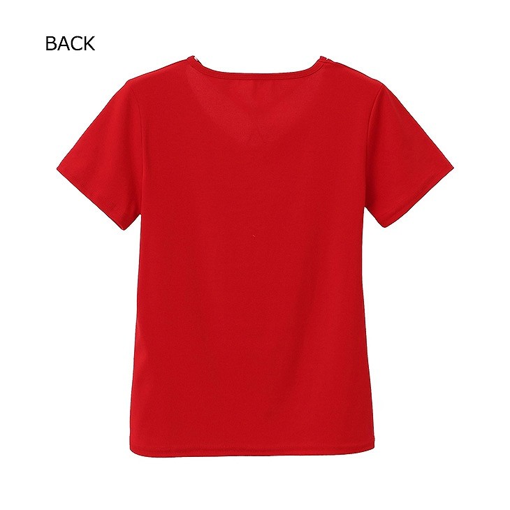レディース　トップス　Tシャツ　カットソー　Vネック　半袖　無地　シンプル　大きいサイズ　カジュアル　大人可愛い　デート　お出かけ　デイリー　レッド　ホワイト　イエロー　ブラック　送料無料