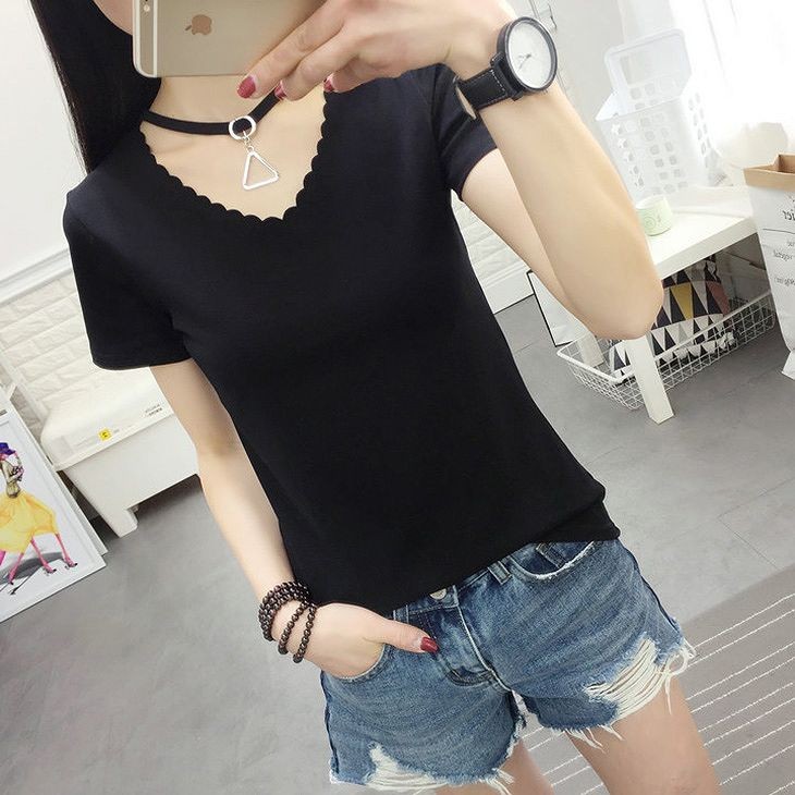 レディース　トップス　Tシャツ　カットソー　Vネック　半袖　無地　シンプル　大きいサイズ　カジュアル　大人可愛い　デート　お出かけ　デイリー　レッド　ホワイト　イエロー　ブラック　送料無料