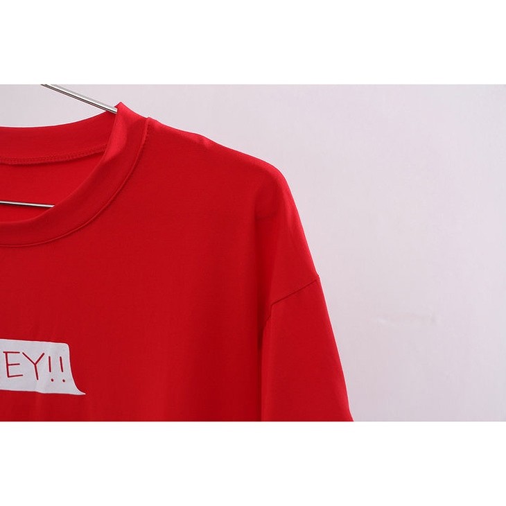 レディース　トップス　Tシャツ　カットソー　ラウンドネック　5分袖　ロゴ　シンプル　カジュアル　大人可愛い　デート　お出かけ　デイリー　ブラック　ホワイト　レッド　送料無料