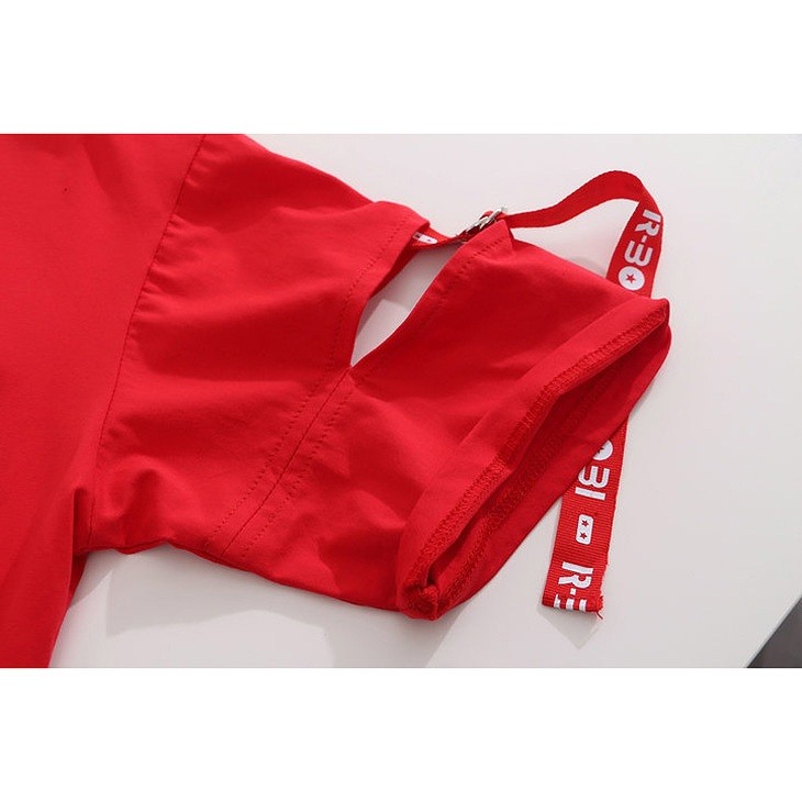 レディース　トップス　Tシャツ　カットソー　ラウンドネック　5分袖　ロゴ　シンプル　カジュアル　大人可愛い　デート　お出かけ　デイリー　ブラック　ホワイト　レッド　送料無料