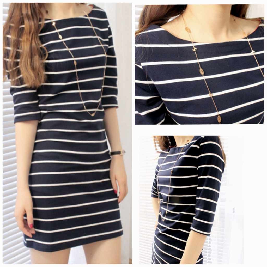 レディース　ワンピース　Tシャツ　半袖　５分袖　ボーダー　ストライプ　　Tシャツワンピ　シンプル　大きいサイズ　ゆったり　おしゃれ　カジュアル　大人可愛い　フェミニン　デート　お出かけ　普段着　ブラック　ホワイト　黒　白　送料無料