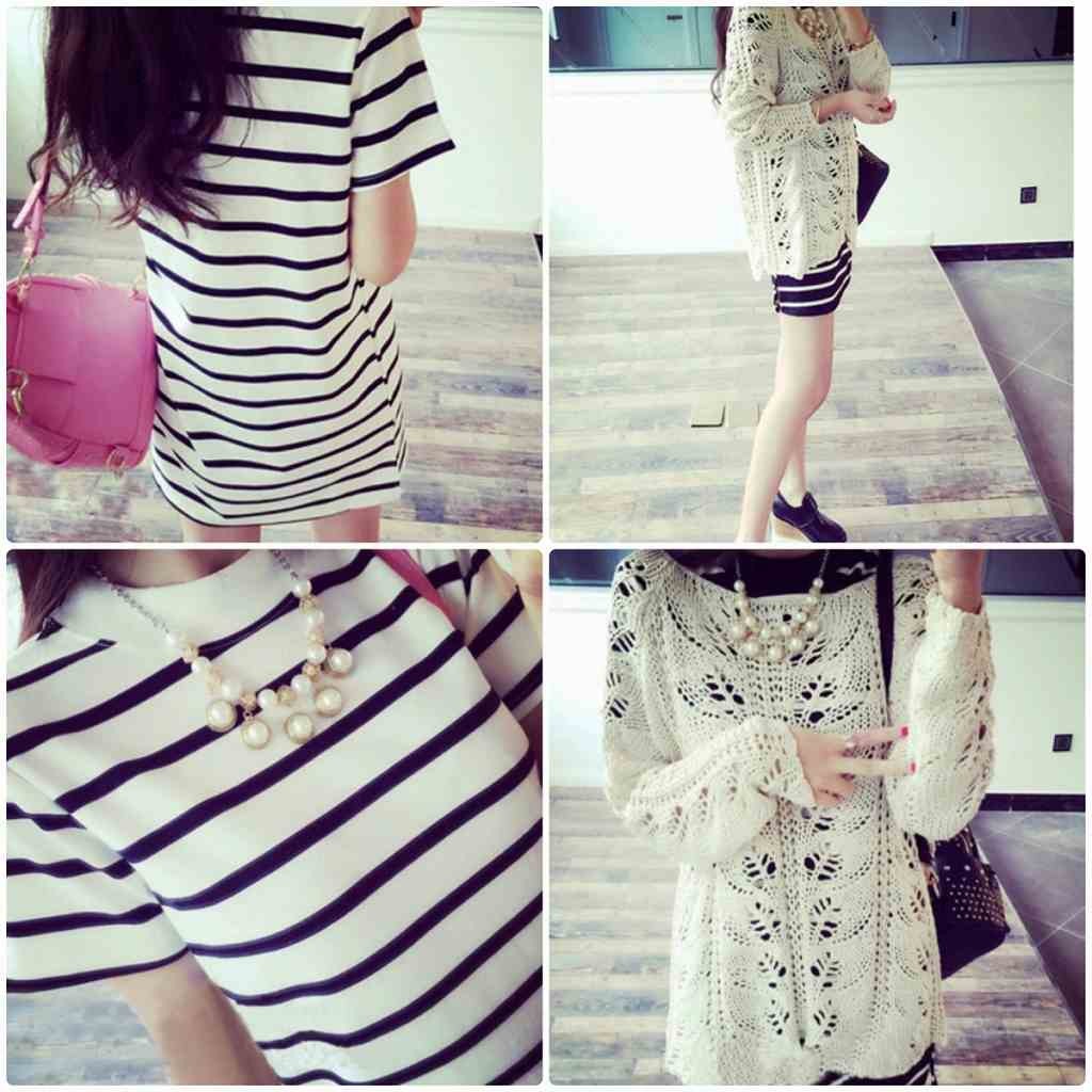 レディース　ワンピース　Tシャツ　半袖　ボーダー　ストライプ　Tシャツワンピ　シンプル　大きいサイズ　ゆったり　おしゃれ　カジュアル　大人可愛い　フェミニン　デート　お出かけ　普段着　ブラック　ホワイト　黒　白　送料無料