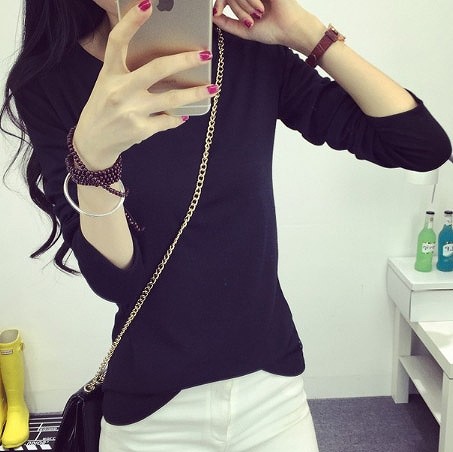 レディース　トップス　カットソー　Tシャツ　ラウンドネック　長袖　無地　シンプル　定番　大人可愛い　大きいサイズ　フェミニン　オフィス　デート　お出かけ　デイリー　パープル　ピンク　グレー　ネイビー　ブラック　送料無料