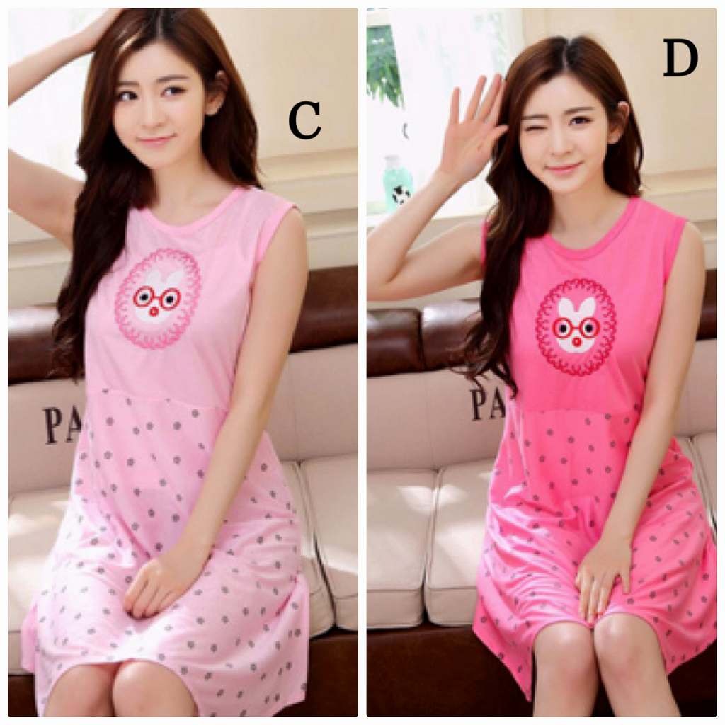 レディース　パジャマ　ナイトウェア　ノースリーブ　ワンピース　夏　綿　部屋着　ルームウェア　シンプル　アシンメトリー　キュート　かわいい　 フェミニン　セクシー　ピンク　ブルー　イエロー　送料無料