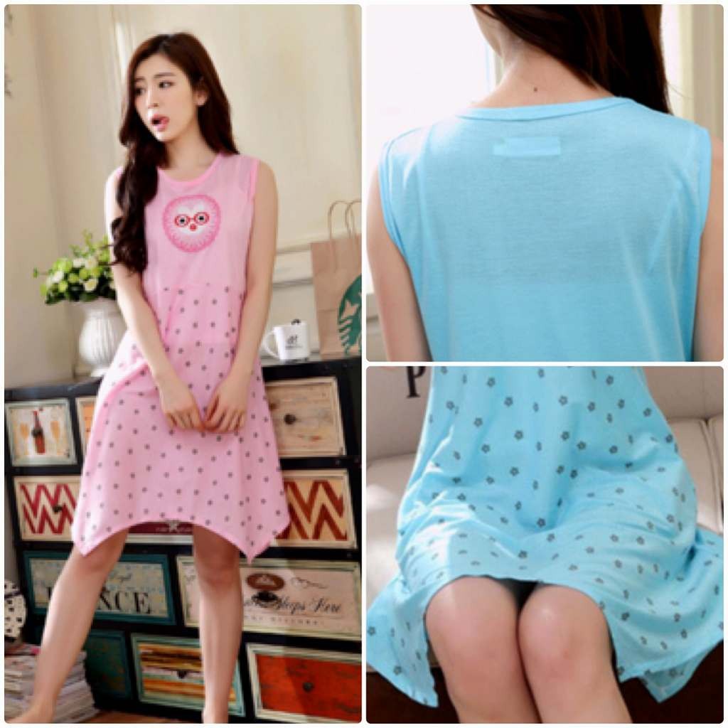 レディース　パジャマ　ナイトウェア　ノースリーブ　ワンピース　夏　綿　部屋着　ルームウェア　シンプル　アシンメトリー　キュート　かわいい　 フェミニン　セクシー　ピンク　ブルー　イエロー　送料無料