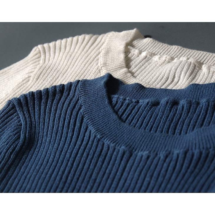 レディース　トップス　ニット　Tシャツ　半袖　5分袖　無地　カットソー　シンプル　フィット　おしゃれ　カジュアル　大人可愛い　フェミニン　デート　通勤　お出かけ　普段着　ホワイト　ブルー　送料無料