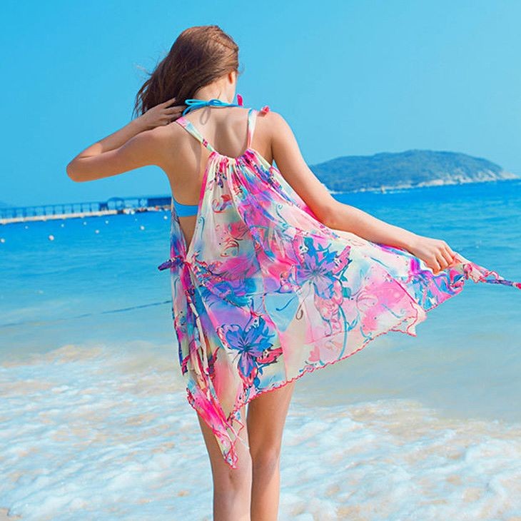 レディース　シフォン　ワンピース　ミニ丈　ショート丈　ビーチ　海　春　夏　カジュアル　キュート　可愛い　フェミニン　セクシー　きれいめ　エレガント　おしゃれ　お出かけ　お呼ばれ　ローズ　ピンク　フリーサイズ　ワンサイズ　送料無料