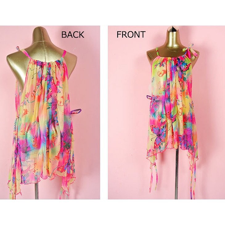 レディース　シフォン　ワンピース　ミニ丈　ショート丈　ビーチ　海　春　夏　カジュアル　キュート　可愛い　フェミニン　セクシー　きれいめ　エレガント　おしゃれ　お出かけ　お呼ばれ　ローズ　ピンク　フリーサイズ　ワンサイズ　送料無料