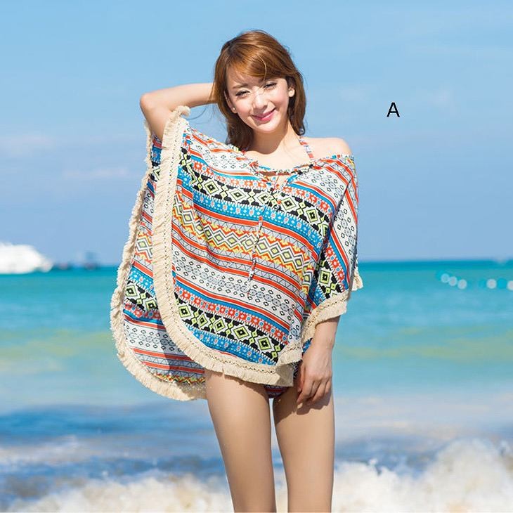 レディース　ボヘミアン　日焼け防止　ガウン　羽織　海　プール　スイミング　ビーチ　リゾート　マリン　海水浴　夏休み　旅行　可愛い　キュート　セクシー　女性　ブルー　オレンジ　S　M　L　サイズ　送料無料