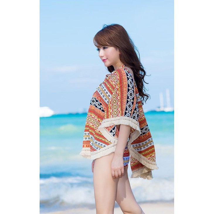 レディース　ボヘミアン　日焼け防止　ガウン　羽織　海　プール　スイミング　ビーチ　リゾート　マリン　海水浴　夏休み　旅行　可愛い　キュート　セクシー　女性　ブルー　オレンジ　S　M　L　サイズ　送料無料