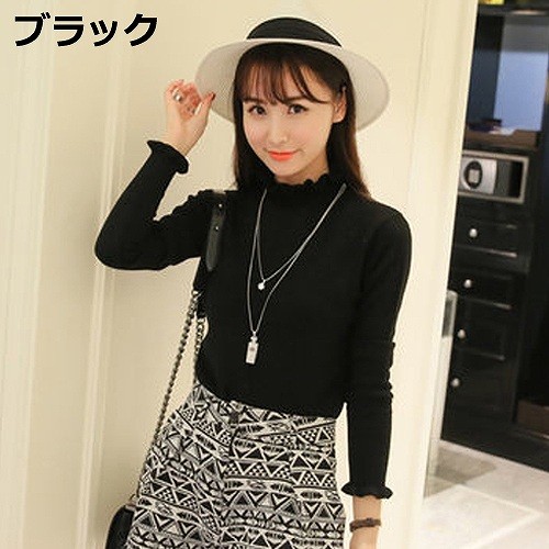 レディース トップス ニットシャツ セーター ハイネック 長袖 カジュアル ストリート フェミニン ガーリッシュ お出かけ デート デイリー 普段着 パープル ブラック グレー ピンク ホワイト 送料無料