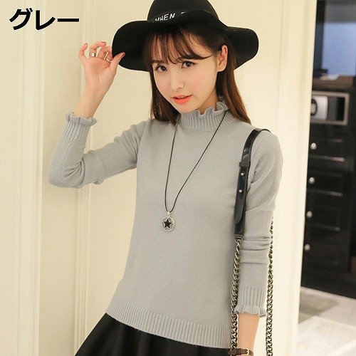 レディース トップス ニットシャツ セーター ハイネック 長袖 カジュアル ストリート フェミニン ガーリッシュ お出かけ デート デイリー 普段着 パープル ブラック グレー ピンク ホワイト 送料無料