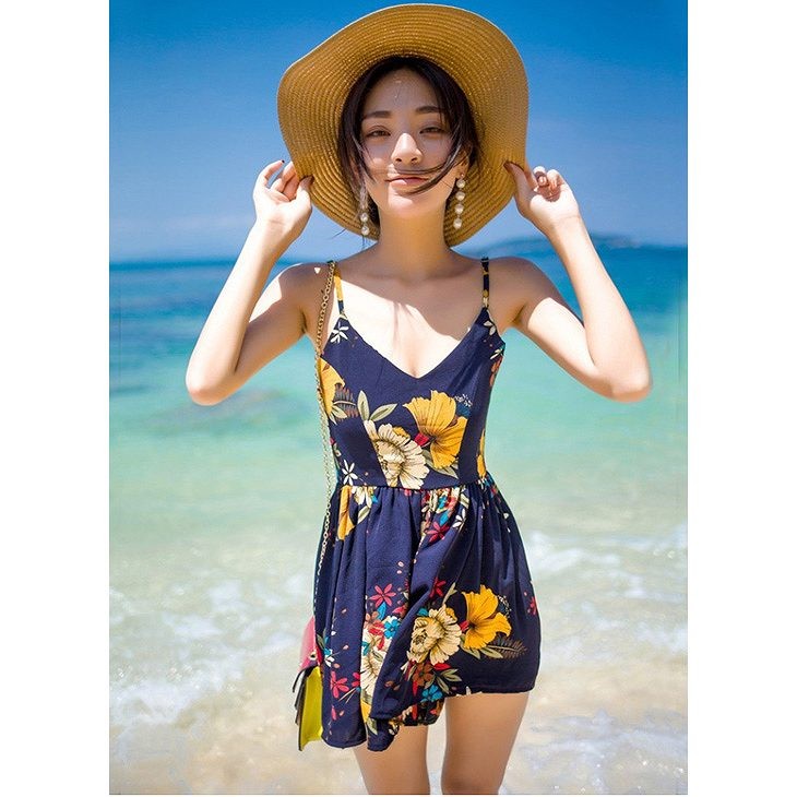 レディース　ミニ丈　ショート丈　パンツ　ワンピース　ワイドレッグパンツ　フレア　花柄　ビーチ　海　春　夏　カジュアル　キュート　可愛い　フェミニン　セクシー　きれいめ　エレガント　おしゃれ　お出かけ　お呼ばれ　ネイビー　紺　S　M　L　XL　サイズ　送料無料