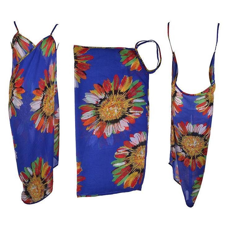 レディース　サマードレス　ビーチドレス　ワンピース　カバービキニ　ノースリーブ　ロング　カシュクール　花柄　フラワー　大人可愛い　カジュアル　セクシー　ビーチ　カバーアップ　リゾート　イエロー　ブルー　送料無料