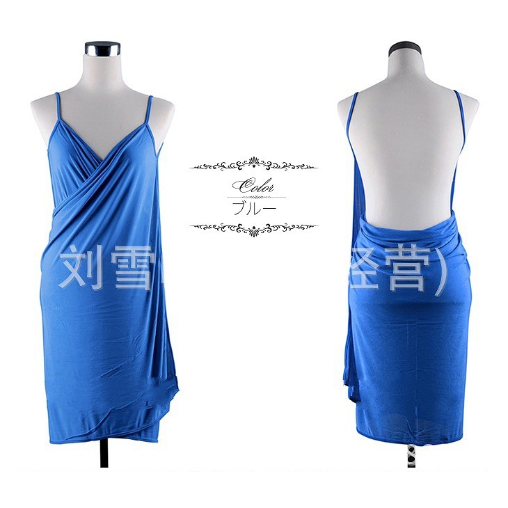 レディース　サマードレス　ビーチドレス　ワンピース　カバービキニ　ノースリーブ　ミディ丈　カシュクール　無地　大人可愛い　カジュアル　フリーサイズ　セクシー　ビーチ　カバーアップ　リゾート　オレンジ　ブルー　送料無料