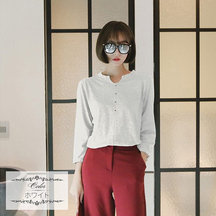 レディース　トップス　Tシャツ　長袖　オフネック　九分袖　無地　カットソー　綿100％　コットン　シンプル　大きいサイズ　ゆったり　おしゃれ　カジュアル　大人可愛い　フェミニン　デート　お出かけ　普段着　送料無料