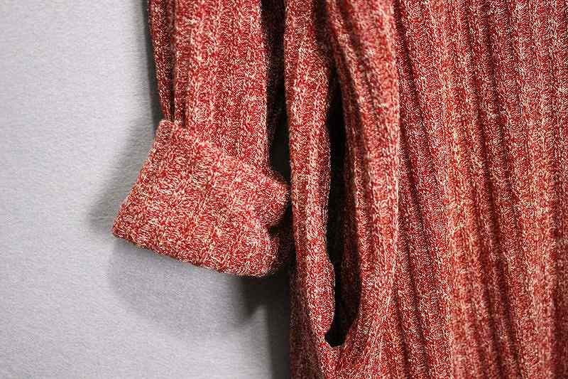 レディース　トップス　セーター　ロング　ニット　チュニック　無地　Vネック　ウール　長袖　シンプル　フリーサイズ　カジュアル　大人可愛い　フェミニン　デート　お出かけ　ブラウン　レッド　ブラック　ピンク　送料無料