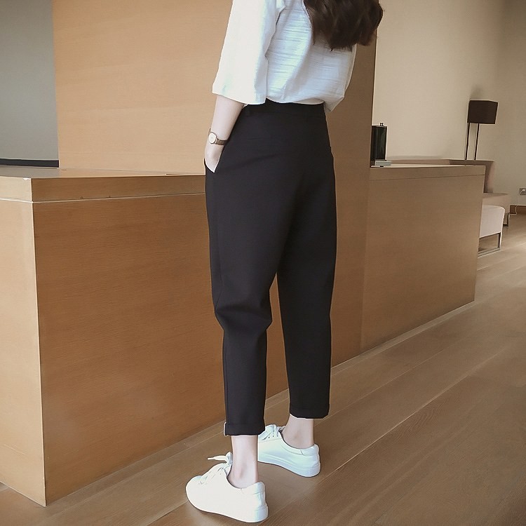 レディース　ボトムス　ロングパンツ　ハイウエスト　サルエルパンツ　無地　きれいめ　大きいサイズ　カジュアル　大人可愛い　フェミニン　デート　お出かけ　デイリー　ブラック　送料無料