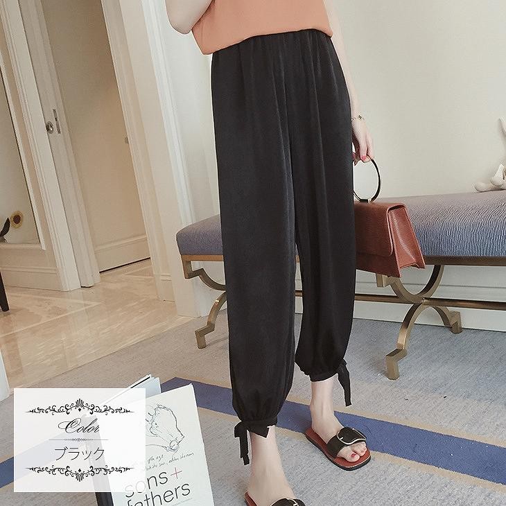 レディース　ボトムス　ロングパンツ　ハイウエスト　サルエルパンツ　ウエストゴム　無地　きれいめ　大きいサイズ　カジュアル　大人可愛い　フェミニン　デート　お出かけ　デイリー　レッド　グレー　ブラック　送料無料