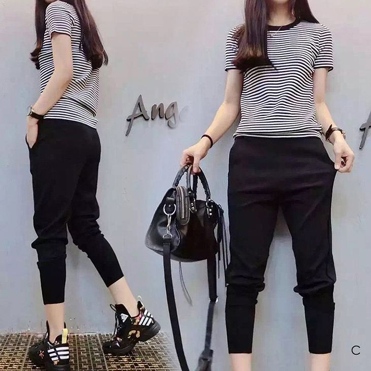 レディース　セットアップ　半袖　ドルマン　トップス　ラウンドネック　ミディ丈パンツ　ストライプ　ボーダー　無地　シンプル　カジュアル　大人可愛い　大きいサイズ　フェミニン　オフィス　デイリー　お出かけ　デート　グレー　ブラック　送料無料