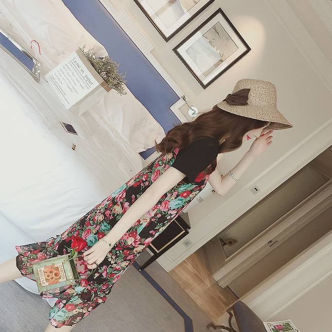 レディース　セットアップ　ノースリーブ　ワンピース　シフォン　ミモレ丈　花柄　総柄　ミニドレス　半袖　Tシャツ　無地　ラウンドネック　きれいめ　大きいサイズ　清楚　エレガント　大人可愛い　フェミニン　オフィス　デート　お出かけ　ブラック　ホワイト　送料無料