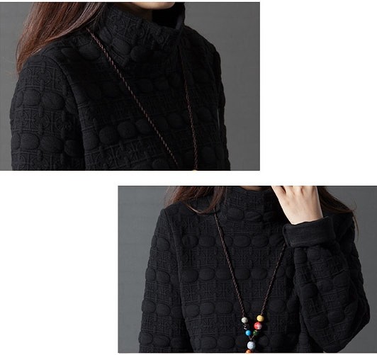 レディース　ワンピース　長袖　ミモレ丈　無地　もこもこ　暖かい　秋冬　キュート　大きいサイズ　シック　フェミニン　オフィス　デート　お出かけ　デイリー　ブラック　グレー　レッド　送料無料