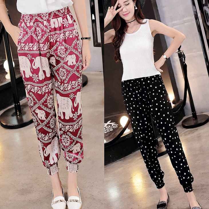 レディース　ボトムス　ロングパンツ　クロップドパンツ　ウエストゴム　アンクル丈　総柄　豹柄　ドット　幾何学　きれいめ　大きいサイズ　カジュアル　大人可愛い　フェミニン　デート　お出かけ　デイリー　ゴールド　ブラック　レッド　ネイビー　ホワイト　送料無料