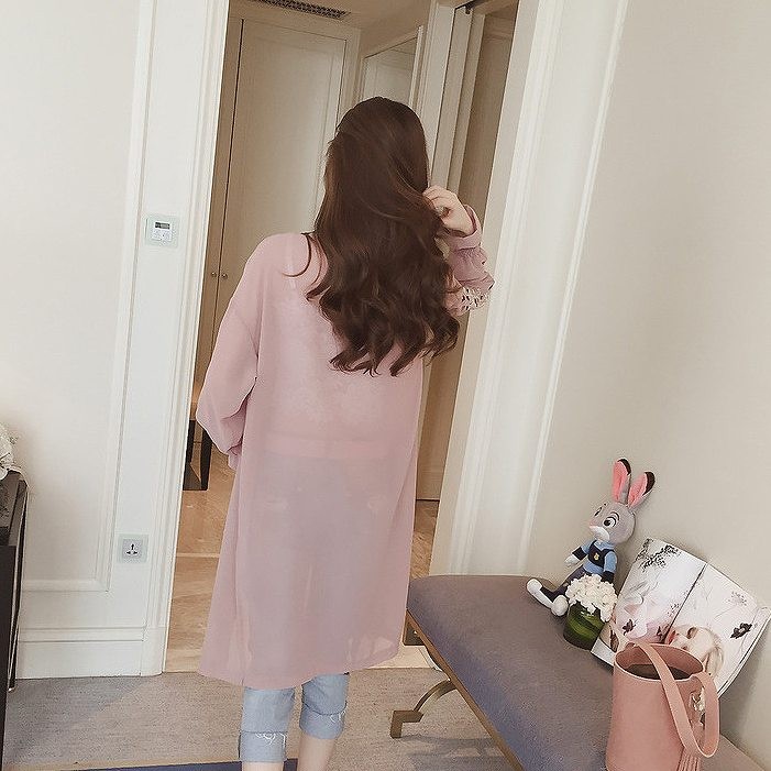 レディース　トップス　ロングカーディガン　コーディガン　シフォン　薄手　長袖　刺繍　カジュアル　大きいサイズ　大人可愛い　フェミニン　デート　お出かけ　デイリー　ホワイト　ブラック　ピンク　送料無料