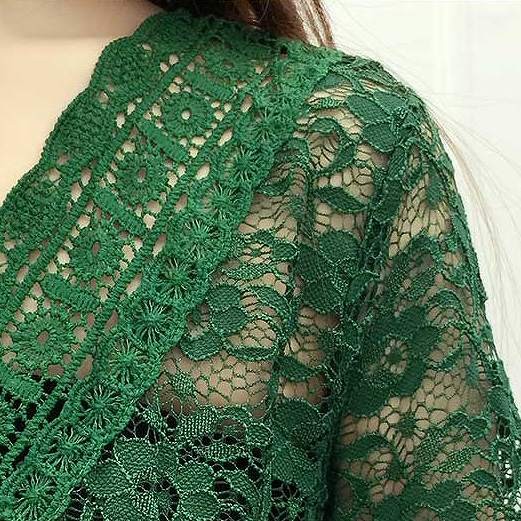 レディース　総レース　7分袖　ワンピース　ミディ丈　無地　Vネック　きれいめ　大きいサイズ　セクシー　大人可愛い　パーティ　結婚式　2次会　女子会　お呼ばれ　フォーマル　フェミニン　デート　お出かけ　ホワイト　グリーン　ブラック　送料無料