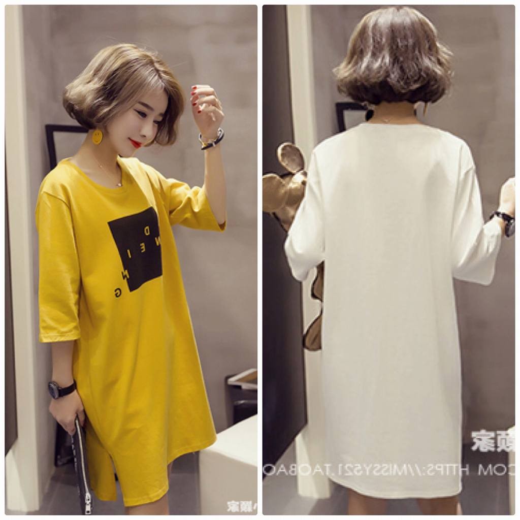 レディース　ワンピース　Ｔシャツ　5分袖　7分袖　ラウンドネック　カジュアル　キュート　可愛い　フェミニン　セクシー　きれいめ　上品　エレガント　おしゃれ　お出かけ　お呼ばれ　ホワイト　イエロー　白　黄色　S　M　L　XL　XXL　大きいサイズ　送料無料