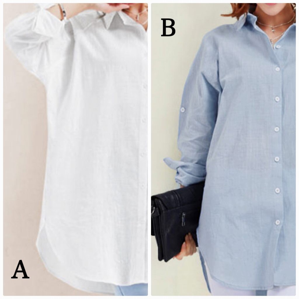 レディース　シャツジャケット　ロング丈　ブラウス　コート　長袖　ロングスリーブ　トップス　カジュアル　キュート　可愛い　フェミニン　エレガント　セクシー　おしゃれ　お出かけ　お呼ばれ　ブルー　ホワイト　白　青色　S　M　L　XL　XXL　サイズ　送料無料