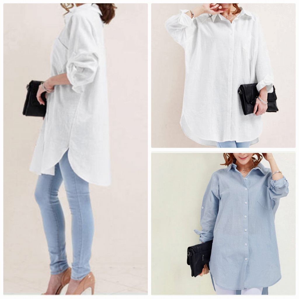 レディース　シャツジャケット　ロング丈　ブラウス　コート　長袖　ロングスリーブ　トップス　カジュアル　キュート　可愛い　フェミニン　エレガント　セクシー　おしゃれ　お出かけ　お呼ばれ　ブルー　ホワイト　白　青色　S　M　L　XL　XXL　サイズ　送料無料