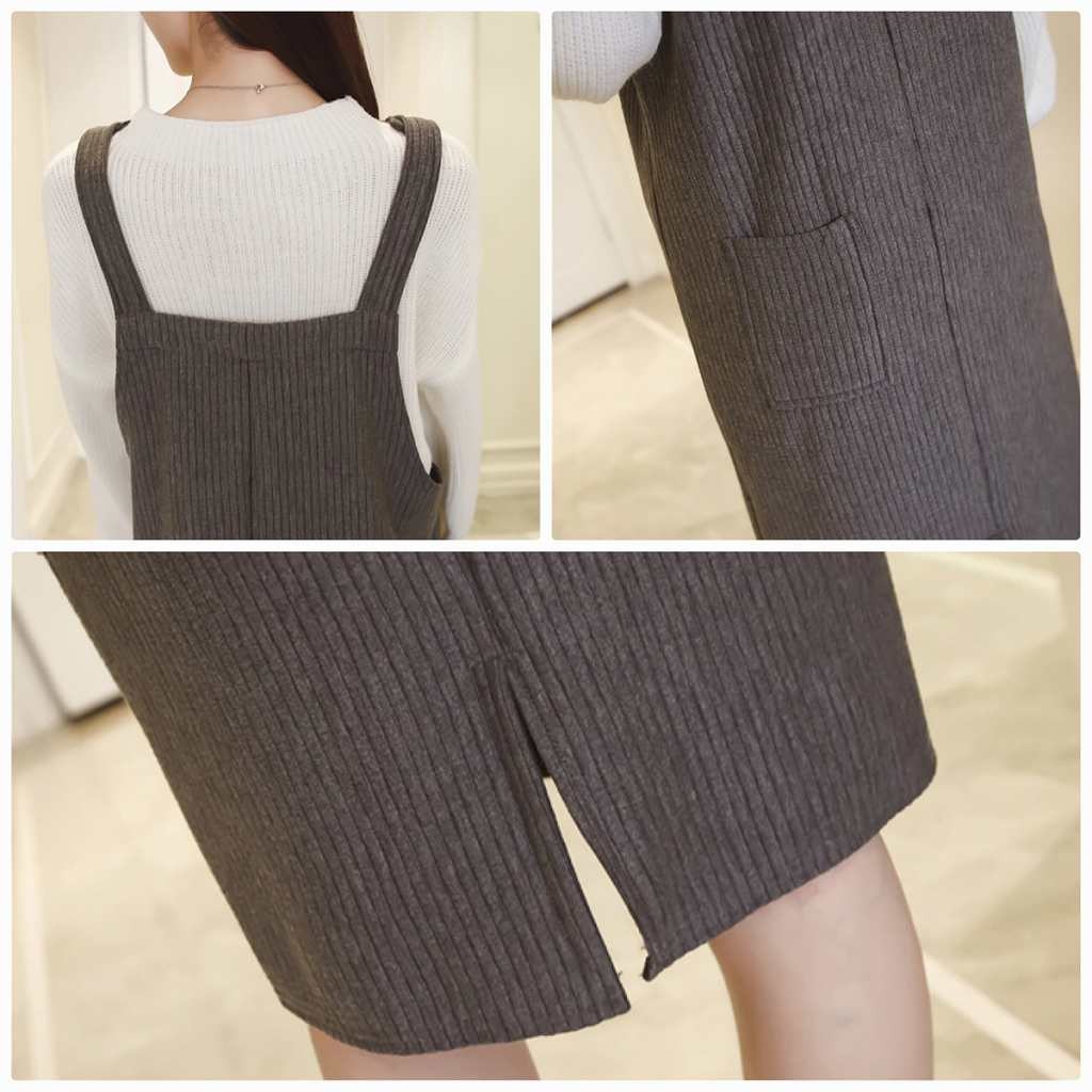 レディース　サロペット　ニット　ジャンパースカート　膝丈　スカート　ボトムス　カジュアル　キュート　可愛い　フェミニン　セクシー　きれいめ　エレガント　おしゃれ　お出かけ　お呼ばれ　ブラウン　グレー　ブラック　茶　灰色　黒　S　M　L　XL　サイズ　送料無料