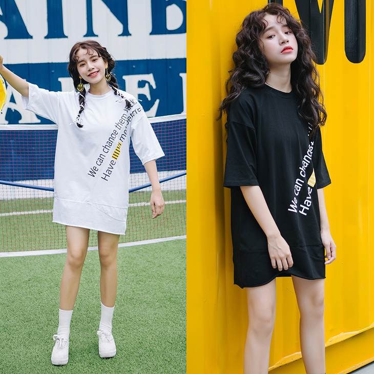 レディース　Tシャツ　ワンピース　ロング丈　クルーネック　プリント　半袖　ショートスリーブ　トップス　カジュアル　キュート　可愛い　フェミニン　エレガント　セクシー　おしゃれ　お出かけ　お呼ばれ　ブラック　ホワイト　黒　白色　S　M　L　サイズ　送料無料