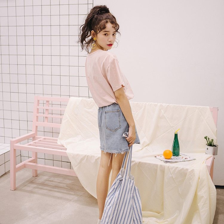 レディース　Tシャツ　半袖　クルーネック　ショルダーカット　ショートスリーブ　トップス　カジュアル　キュート　可愛い　フェミニン　エレガント　セクシー　おしゃれ　お出かけ　お呼ばれ　ブルー　ホワイト　ピンク　水色　白　S　M　L　XL　サイズ　送料無料