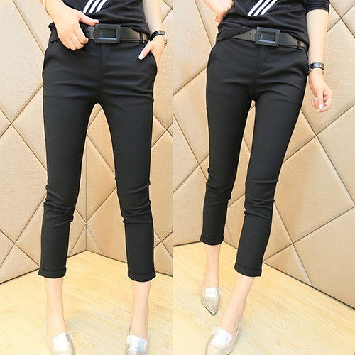 レディース　ボトムス　スキニー　カプリ　パンツ　スリム　無地　カジュアル　シンプル　美脚　脚長　オフィス　デイリー　お出かけ　デート　ブラック　レッド　送料無料