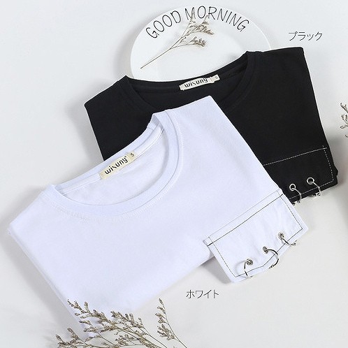レディース　Tシャツ　胸ポケット　半袖　クルーネック　ショートスリーブ　トップス　カジュアル　キュート　可愛い　フェミニン　エレガント　セクシー　おしゃれ　お出かけ　お呼ばれ　ホワイト　ブラック　白　黒色　S　M　L　XL　サイズ　送料無料
