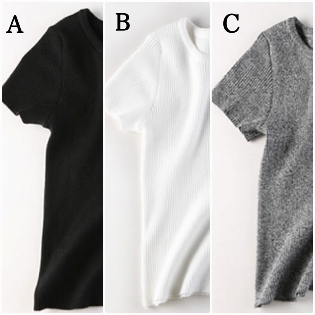 レディース　トップス　Tシャツ　半袖　ニット　無地　ヘンリーネック　綿　コットン　シンプル　スリム　フィット　おしゃれ　カジュアル　大人可愛い　フェミニン　デート　お出かけ　普段着　ブラック　黒　グレー　ホワイト　送料無料