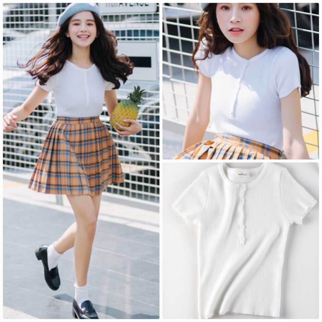 レディース　トップス　Tシャツ　半袖　ニット　無地　ヘンリーネック　綿　コットン　シンプル　スリム　フィット　おしゃれ　カジュアル　大人可愛い　フェミニン　デート　お出かけ　普段着　ブラック　黒　グレー　ホワイト　送料無料