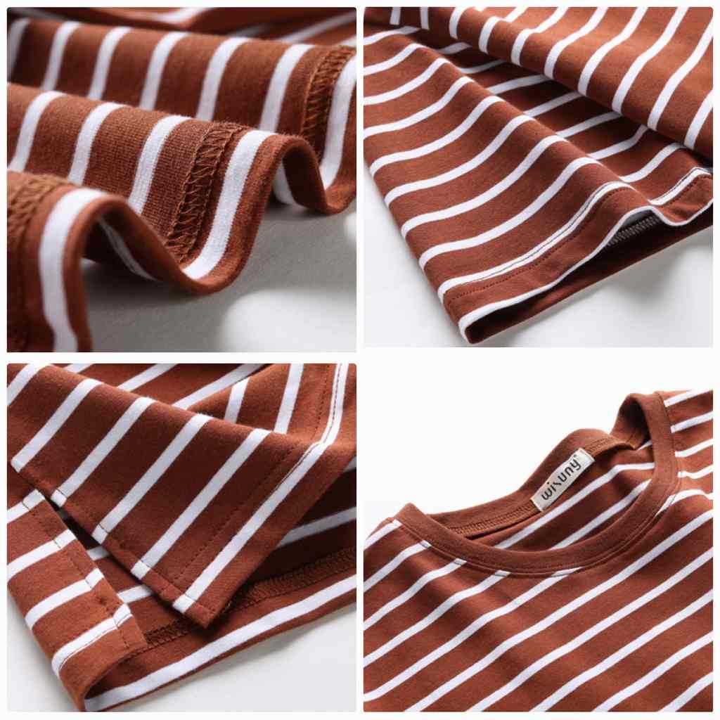 レディース　トップス　Tシャツ　半袖　ボーダー　綿　コットン　シンプル　ゆったり　おしゃれ　カジュアル　大人可愛い　フェミニン　デート　お出かけ　普段着　ブラック　黒　ブラウン　フリーサイズ　送料無料