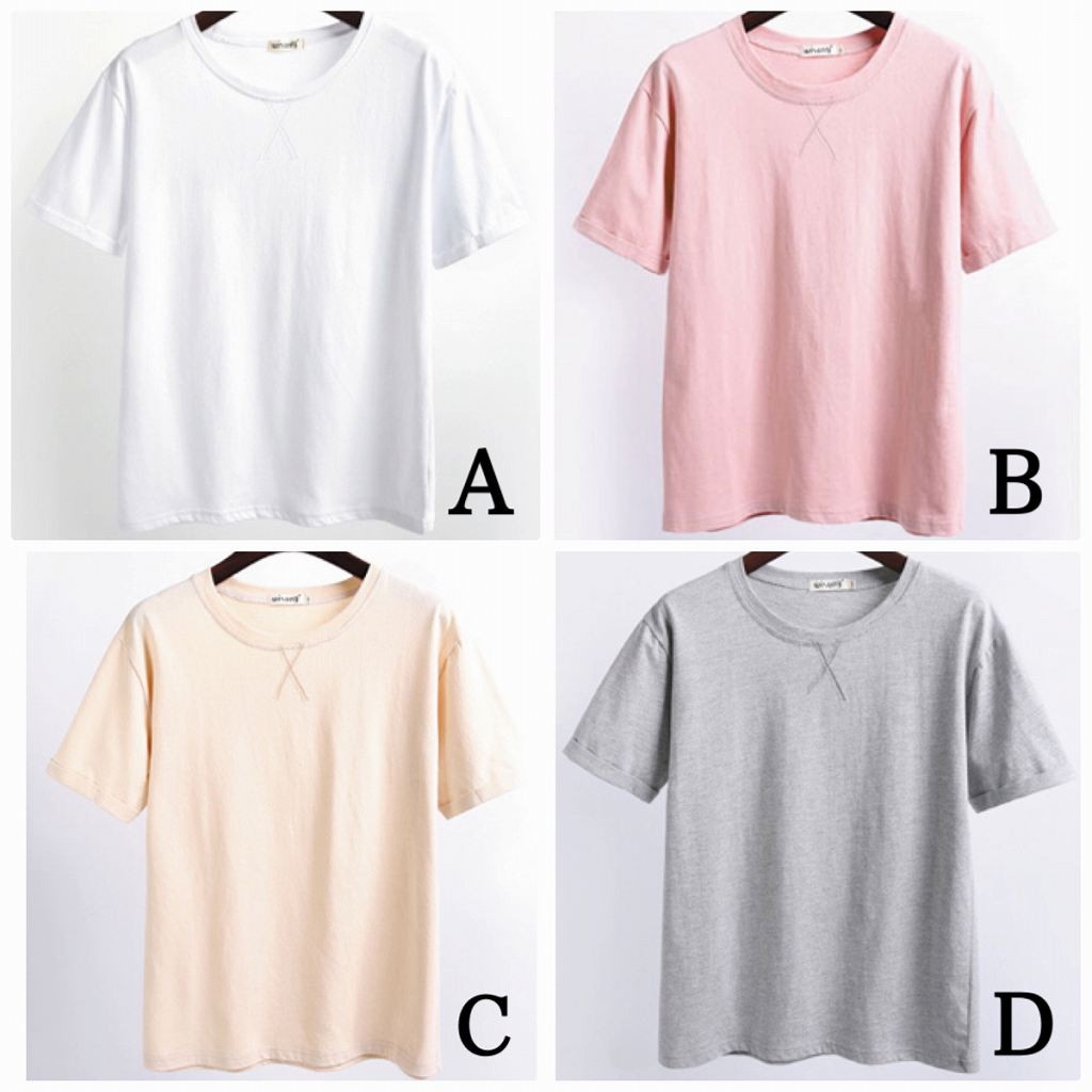 レディース　トップス　Tシャツ　半袖　無地　綿100％　コットン　ネックステッチ　シンプル　フリーサイズ　ゆったり　おしゃれ　カジュアル　大人可愛い　フェミニン　デート　お出かけ　普段着　ホワイト　白　ピンク　グレー　ベージュ　送料無料