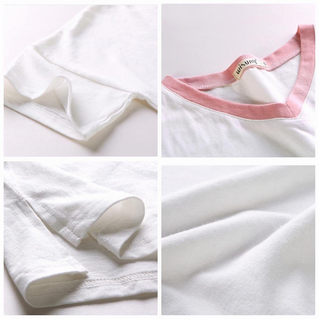 レディース　トップス　Tシャツ　半袖　無地　Ｖネック　綿100％　コットン　ライン　シンプル　スリット　ゆったり　おしゃれ　カジュアル　大人可愛い　フェミニン　デート　お出かけ　普段着　ホワイト　白　送料無料