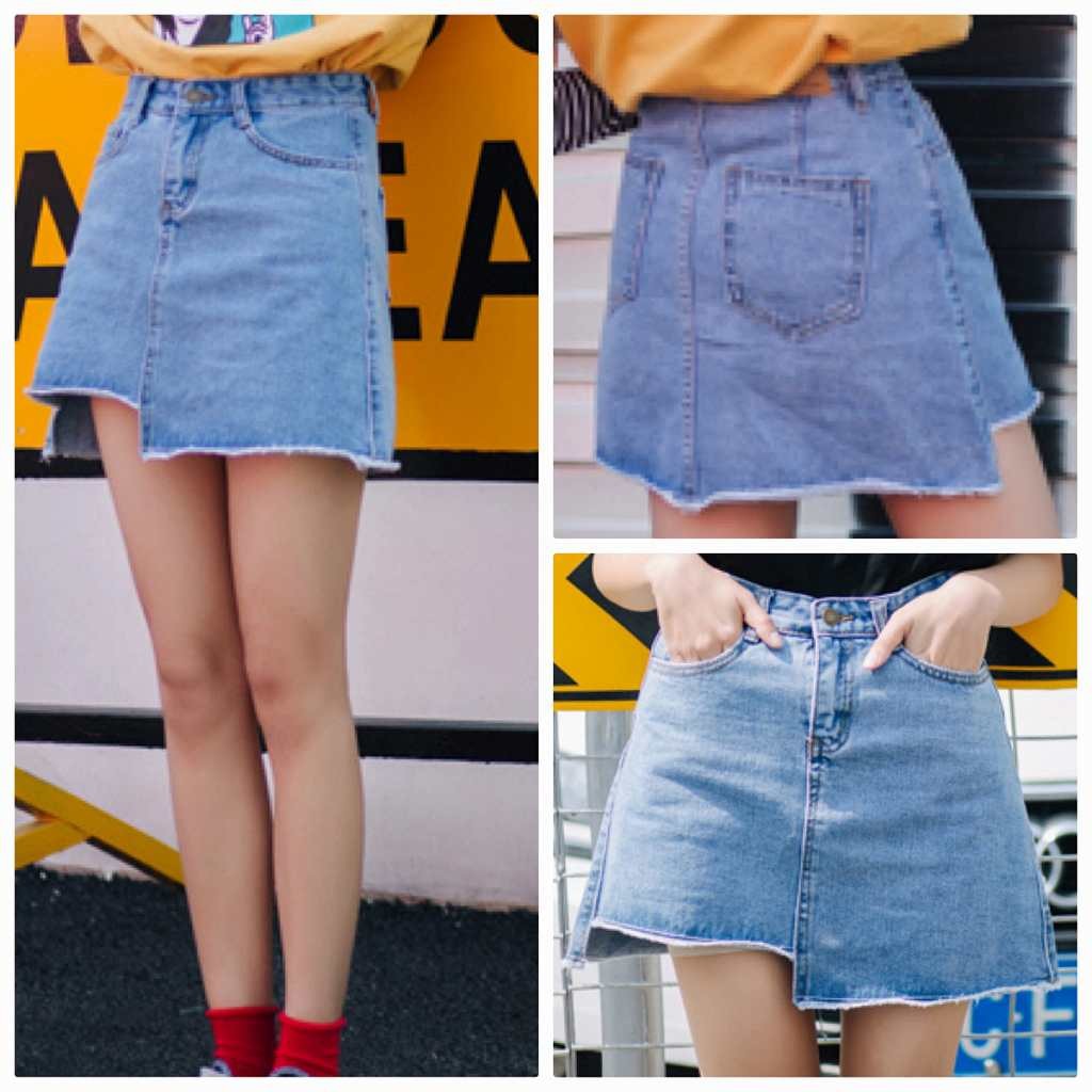 レディース　ボトムス　ジーンズ　デニム　スカート　ミニ　フレイドヘム　切りっぱなし　カットオフ　アシンメトリー　無地　膝上　大人カジュアル　フェミニン　シンプル　リゾート　普段着　デイリー　お出かけ　デート　ブルー　送料無料