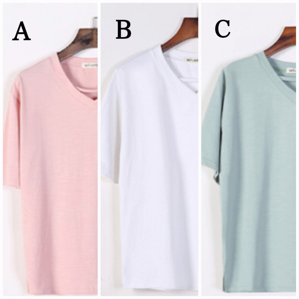 レディース　トップス　Tシャツ　半袖　Vネック　無地　綿　コットン　シンプル　フリーサイズ　ゆったり　おしゃれ　カジュアル　大人可愛い　フェミニン　デート　お出かけ　通勤　普段着　ホワイト　白　ピンク　ライトブルー　送料無料